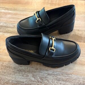 Dream Pairs Black Chunky Horsebit Loafers Lug Sole Platform Heels 9.5 Y2K Goth